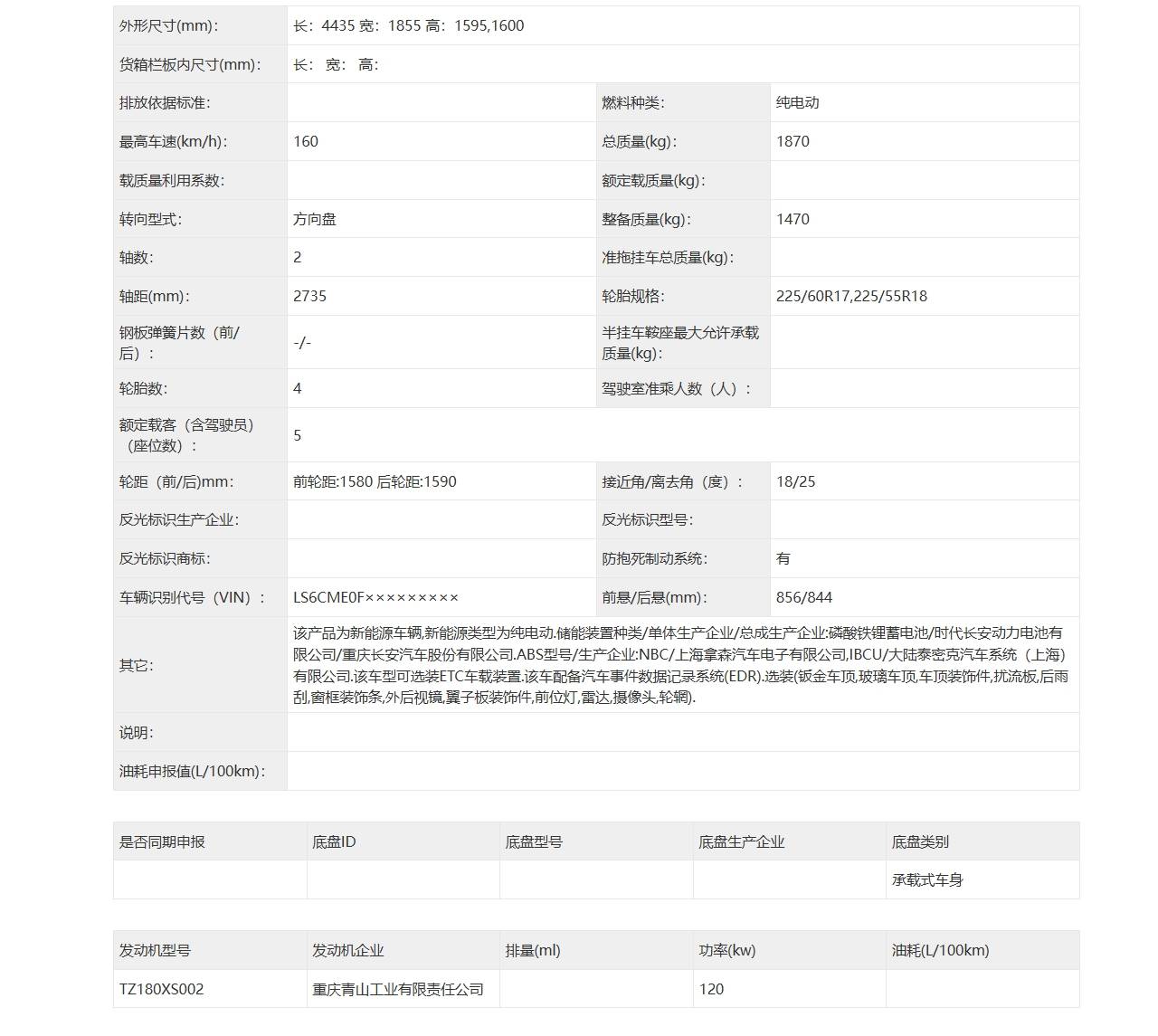 長安啟源全新Q05申報信曝光 提供405/506km續航