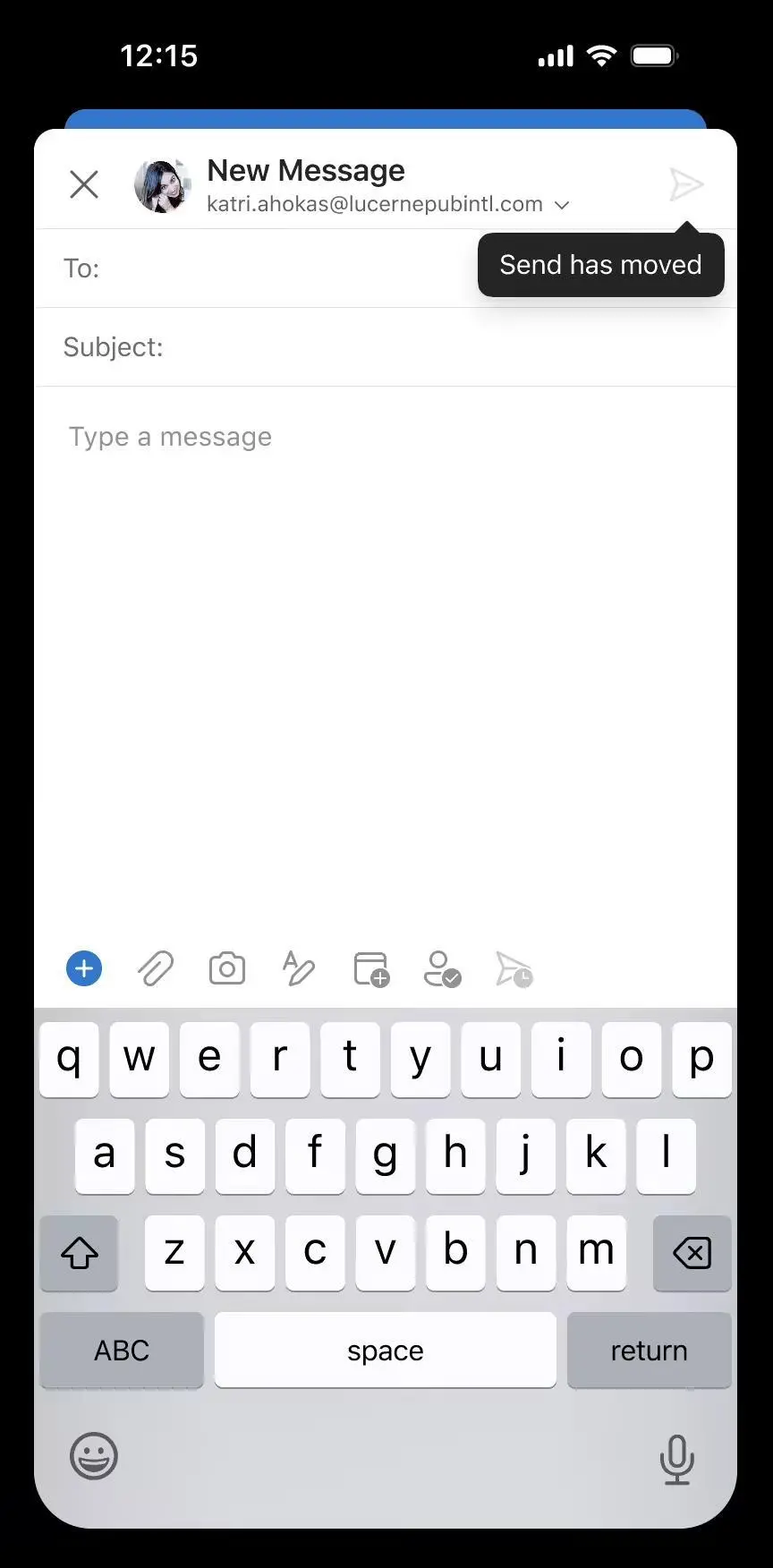 減少郵件誤發:iOS和安卓版微軟Outlook發送按鈕下月搬家至頂部